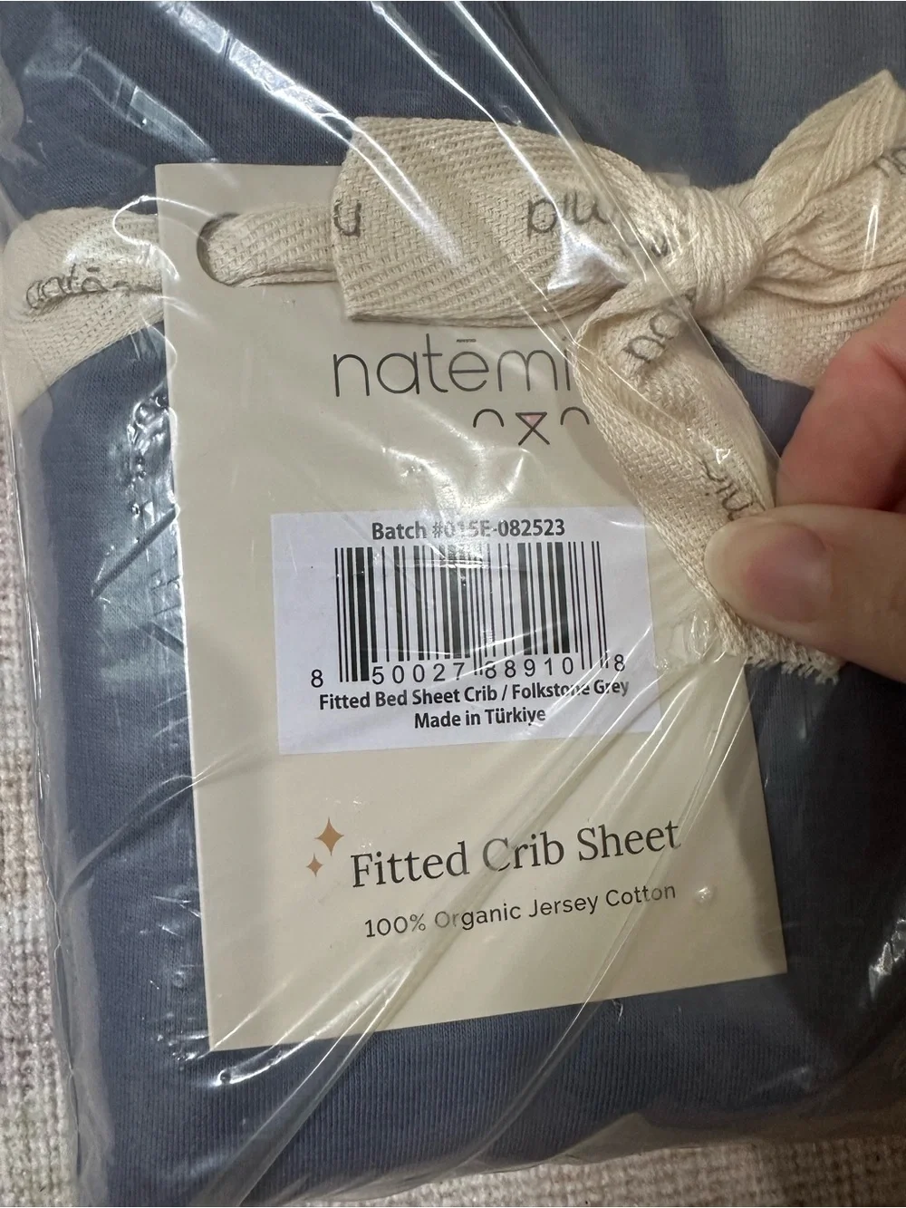 Organic Jersey Cotton Fitted Crib Sheet - Folkstone Grey